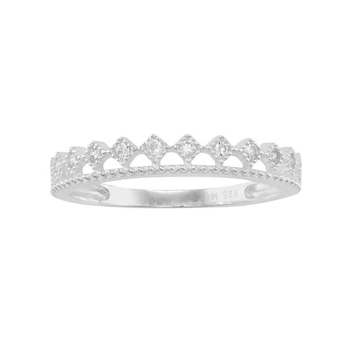 Sterling Silver Cubic Zirconia Crown Ring, Women's, Size: 6, White