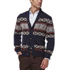 Men's Haggar Classic-fit 5gg Fairisle Button-front Sweater, Size: Medium, Blue (navy)