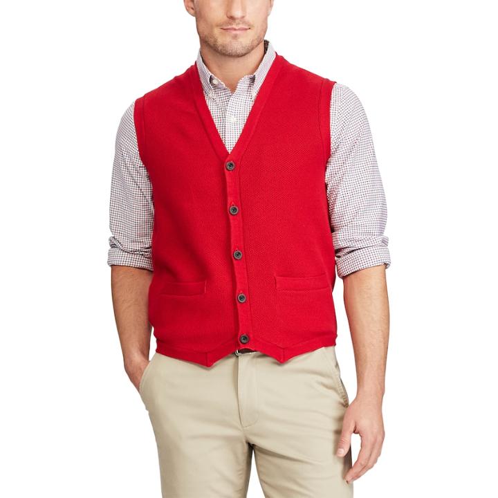 Men's Chaps Classic-fit Waistcoat Fashion Vest, Size: Large, Red