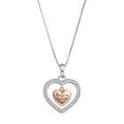 Timeless Sterling Two Tone Crystal Sisters Heart Pendant, Women's