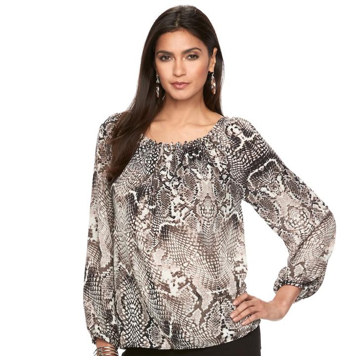 Women's Jennifer Lopez Pleated Stud Top, Size: Medium, Grey