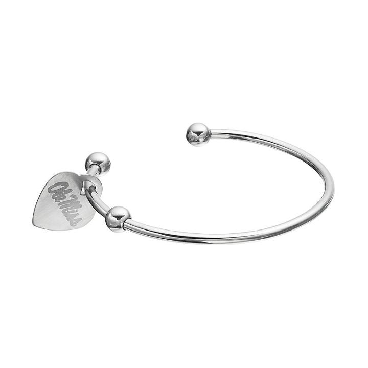 Fiora Stainless Steel Ole Miss Rebels Charm Cuff Bracelet, Women's, Size: 7.5, Grey