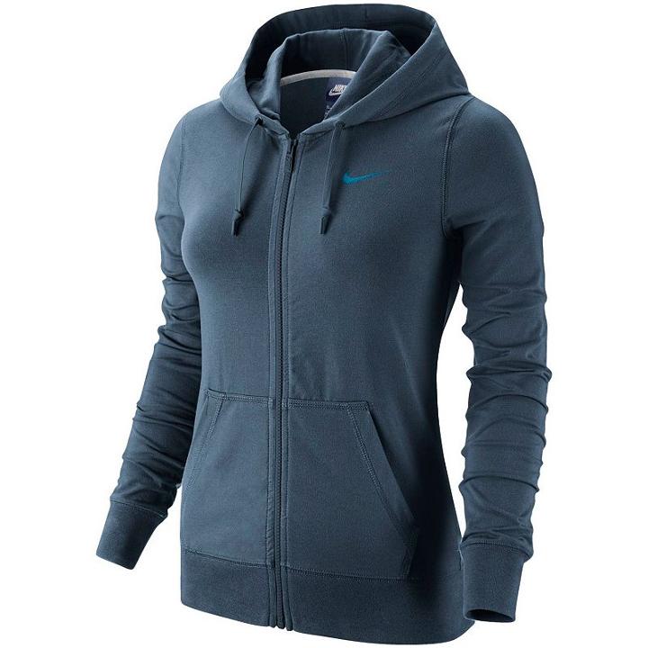 Women's Nike Solid Jersey Full-zip Hoodie, Size: Xl, Blue Other
