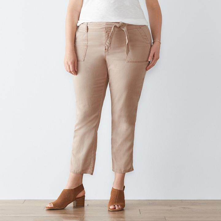 Plus Size Sonoma Goods For Life&trade; Utility Twill Ankle Pants, Women's, Size: 18 W, Med Beige