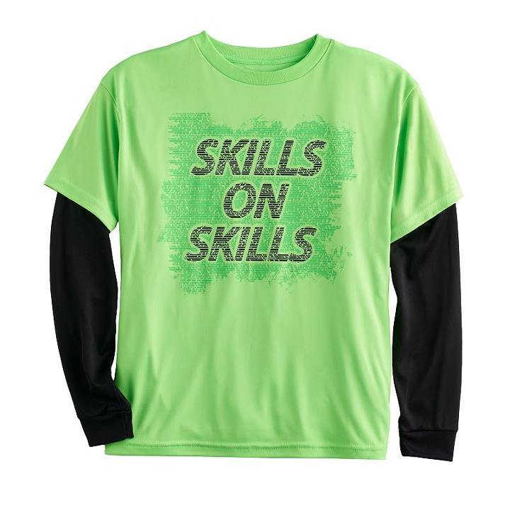 Boys 8-20 Tek Gear&reg; Mock-layered Graphic Tee, Boy's, Size: Large, Brt Green