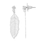 Lc Lauren Conrad Cubic Zirconia Feather Nickel Free Drop Earrings, Women's, Silver