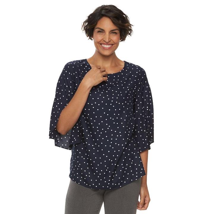Women's Croft & Barrow&reg; Bell Sleeve Boatneck Top, Size: Small, Blue