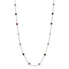 Long Red, White & Blue Beaded Necklace, Women's, Multicolor