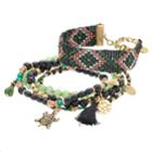 Mudd&reg; Turtle & Tassel Charm Beaded Bracelet Set, Women's, Green