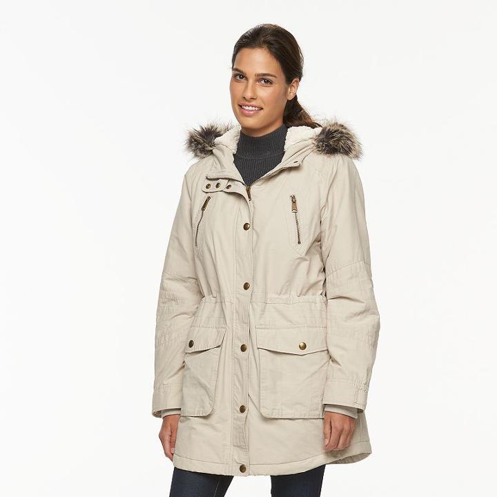 Women's Apt. 9&reg; Hooded Faux-fur Anorak Parka, Size: Xl, Lt Beige
