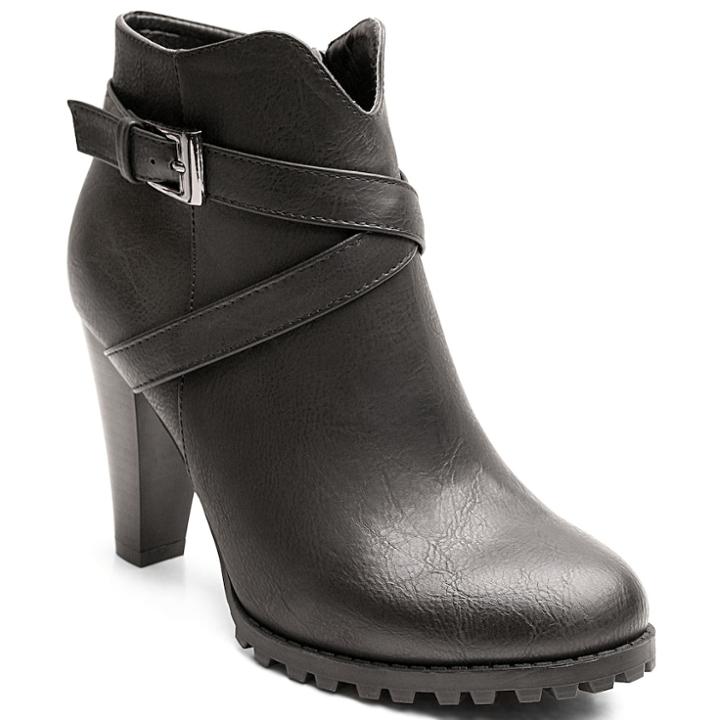Kisses By 2 Lips Too Too Lingo Women's High Heel Ankle Boots, Size: Medium (7.5), Black