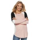 Juniors' Miss Chievous Cozy Colorblock Tunic, Teens, Size: Medium, Rose Petal Black Combo