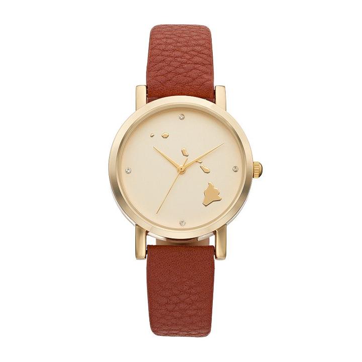 Women's State Silhouette Crystal Watch, Brown