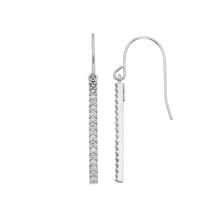 1/4 Carat T.w. Diamond Sterling Silver Stick Drop Earrings, Women's, White