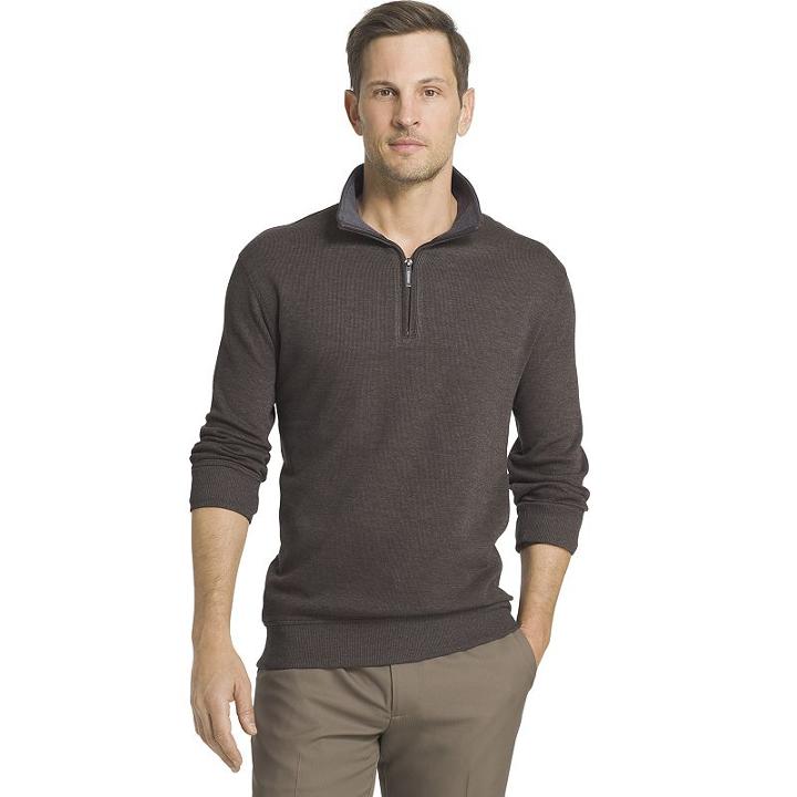 Big & Tall Van Heusen Classic-fit Quarter-zip Pullover, Men's, Size: 3xb, Dark Brown