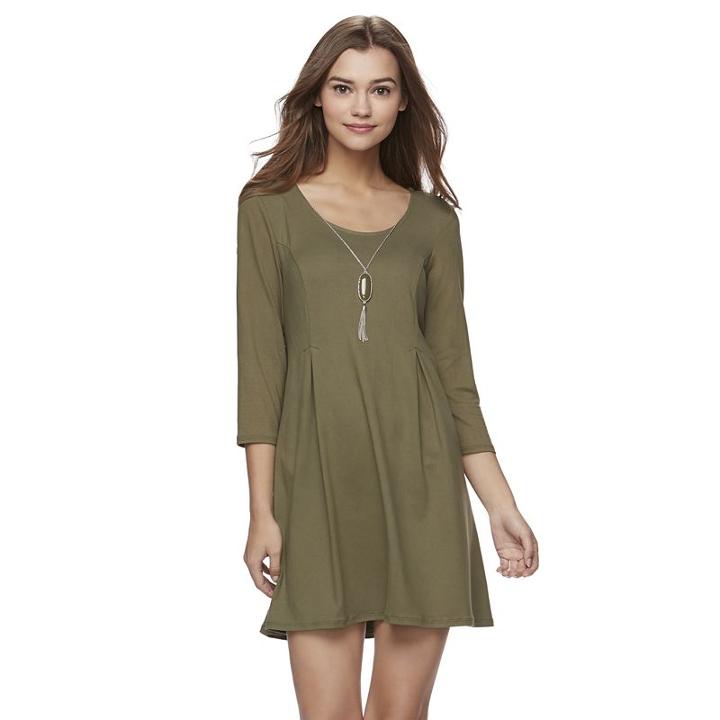 Juniors' Lily Rose Pleated Swing Dress, Girl's, Size: Large, Med Green