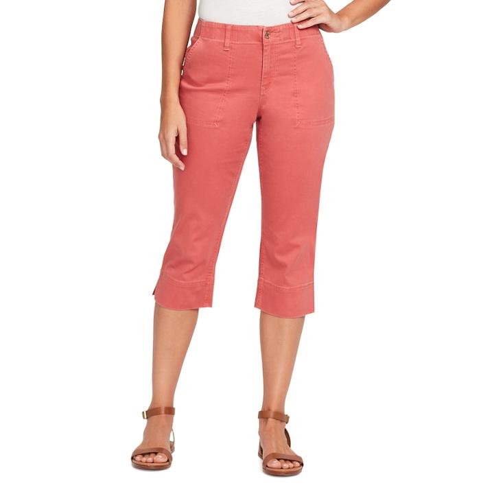 Women's Gloria Vanderbilt Rhea Comfort Twill Capris, Size: 14, Brt Pink