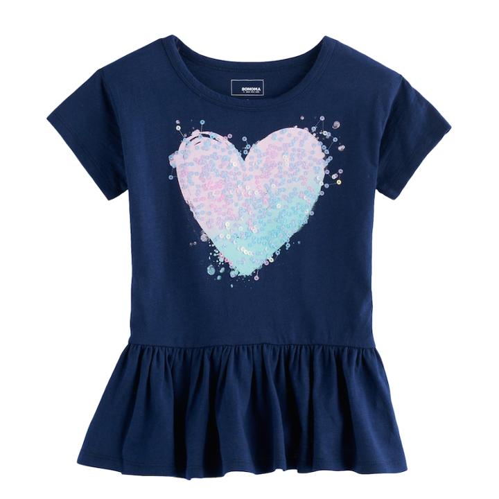 Girls 4-12 Sonoma Goods For Life&trade; Graphic Peplum Tee, Size: 8, Blue