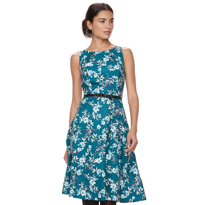 Women's Elle&trade; Pleated Midi Dress, Size: Xs, Blue
