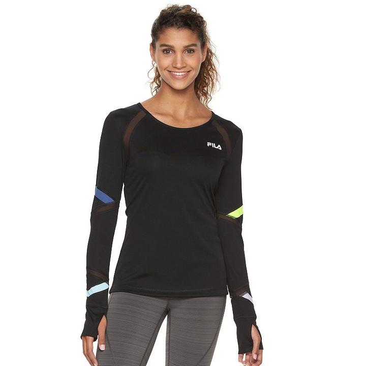 Women's Fila Sport Mesh Long Sleeve Tee, Size: Xl, Black