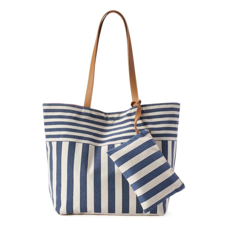 Sonoma Goods For Life&trade; Reversible Tote & Coin Pouch Set, Women's, Blue (navy)