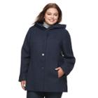 Plus Size Apt. 9&reg; Faux-wool Hooded Jacket, Women's, Size: 3xl, Dark Blue