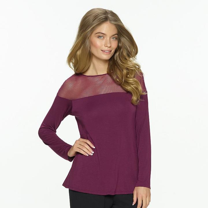 Women's Jezebel Asscher Mesh Top, Size: Large, Med Purple