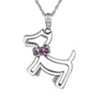 Sterling Silver Amethyst And Diamond Accent Dog Pendant, Women's, Size: 18, Purple