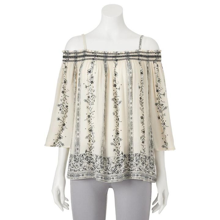 Juniors' Rewind Smocked Off The Shoulder Top, Girl's, Size: Small, Natural