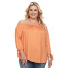 Plus Size French Laundry Smocked Off-the-shoulder Top, Women's, Size: 3xl, Orange Oth