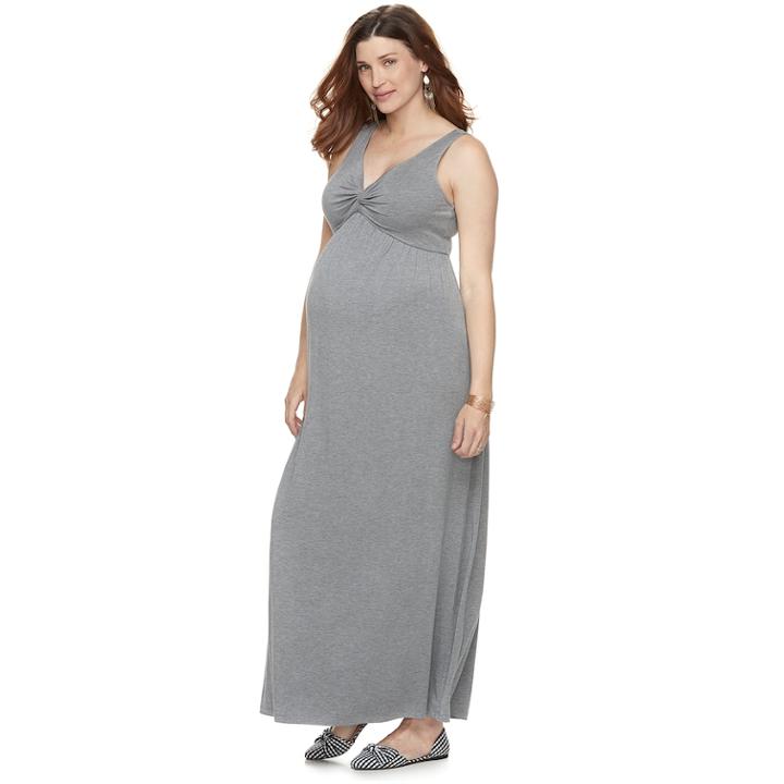Maternity A:glow Knot Maxi Dress, Women's, Size: M-mat, Dark Grey
