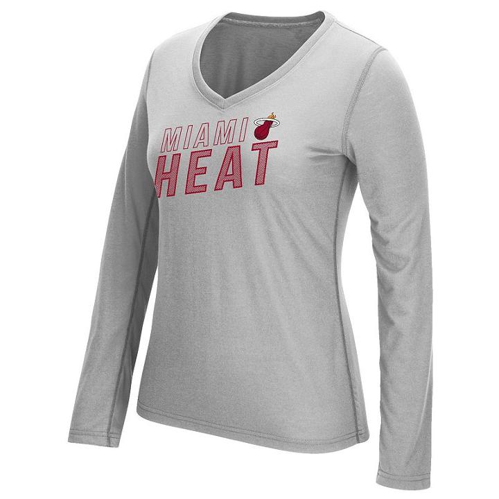 Women's Adidas Miami Heat Stacked Tee, Size: Xxl, Grey