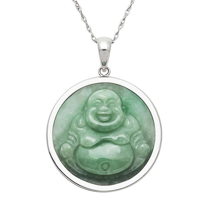 Sterling Silver Jade Buddha Pendant, Women's, Size: 18, Green