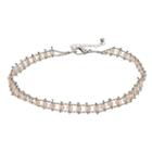 Beaded Double Strand Choker Necklace, Women's, Silver