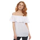 Women's Harve Benard Gauze Off-the-shoulder Top, Size: Medium, White Oth