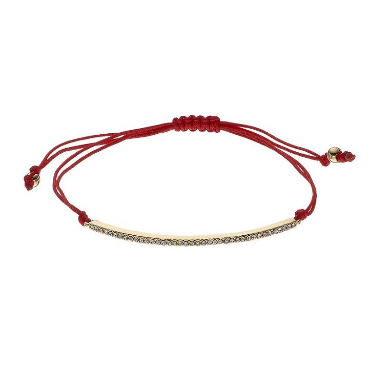 Lc Lauren Conrad Birth Month Pave Curved Bar Cord Bracelet, Women's, Red