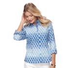 Caribbean Joe Plaid Button-down Roll-tab Shirt - Women's, Size: Small, Blue Other