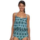 Women's Beach Scene Paris Ruched Blouson Tankini Top, Size: 4, Multicolor