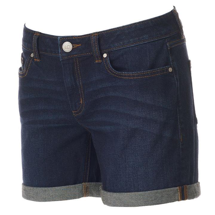 Women's Lc Lauren Conrad Cuffed Jean Shorts, Size: 18, Dark Blue