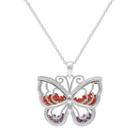 Sterling Silver Cubic Zirconia Butterfly Shaker Pendant, Women's, Size: 18, Multicolor