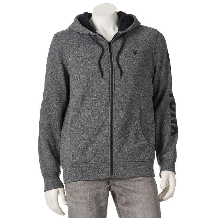 Men's Zoo York Sherpa Zip Hoodie, Size: Small, Grey (charcoal)