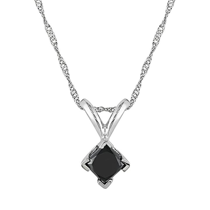 Stella Grace 14k White Gold 1/2-ct. T.w. Black Diamond Solitaire Pendant, Women's, Size: 17