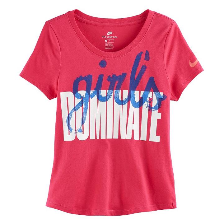 Girls 7-16 Nike Girls Dominate Graphic Tee, Size: Xl, Med Pink
