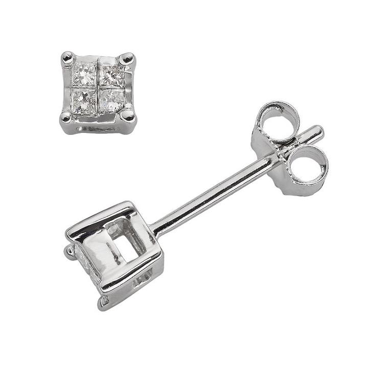 10k White Gold 1/10-ct. T.w. Diamond Stud Earrings, Women's