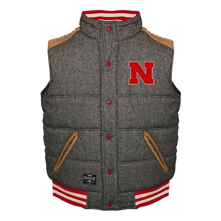 Men's Franchise Club Nebraska Cornhuskers Legacy Reversible Vest, Size: Xxl, Grey
