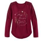 Girls 7-16 & Plus Size Mudd&reg; Pieced Lace Graphic Tee, Size: 16 1/2, Red