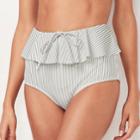 Women's Lc Lauren Conrad Beach Shop Striped Ruffled High-waisted Bikini Bottoms, Size: Xs, Lt Beige