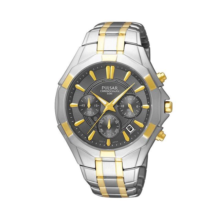 Pulsar Men's Two Tone Chronograph Watch - Pt3854, Multicolor
