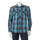 Big & Tall Rock & Republic Classic-fit Plaid Roll-tab Button-down Shirt, Men's, Size: Xxl Tall, Turquoise/blue (turq/aqua)