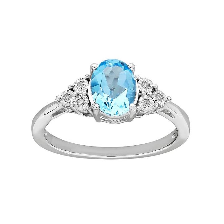 Diamore Blue Topaz & Diamond Accent Sterling Silver Ring, Women's, Size: 7